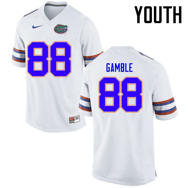 Florida Gators Youth #88 Kemore Gamble College Football Jerseys White